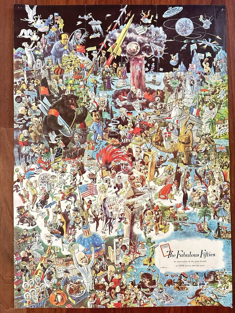 1960 TIME The Fabulous Fifties James Lewicki Original Educational Poster 17x24